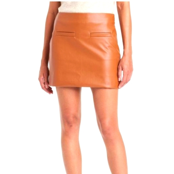 NEW A New Day Faux Leather Cognac Skirt - Picture 1 of 3